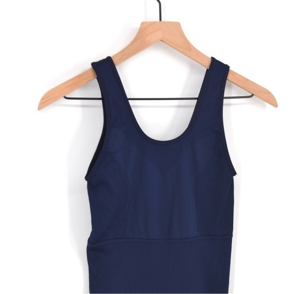 Alala Flex Bodysuit Sleeveless Ribbed Knit Yoga Pilates in Navy Blue S Romper - Picture 3 of 9